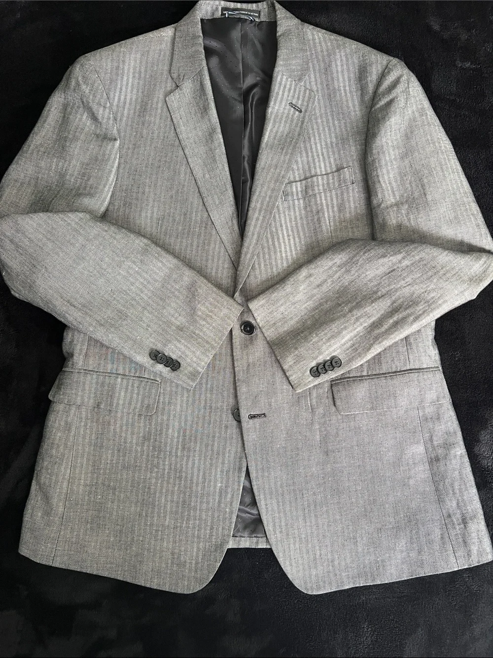 Linen & Cotton Tommy Hilfiger Silver-Cray Herringbone Blazer -